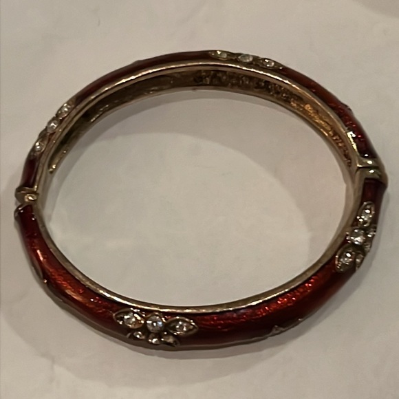 Rust red gold floral cuff metal bracelet bangle women’s fashion jewelry - Picture 11 of 13